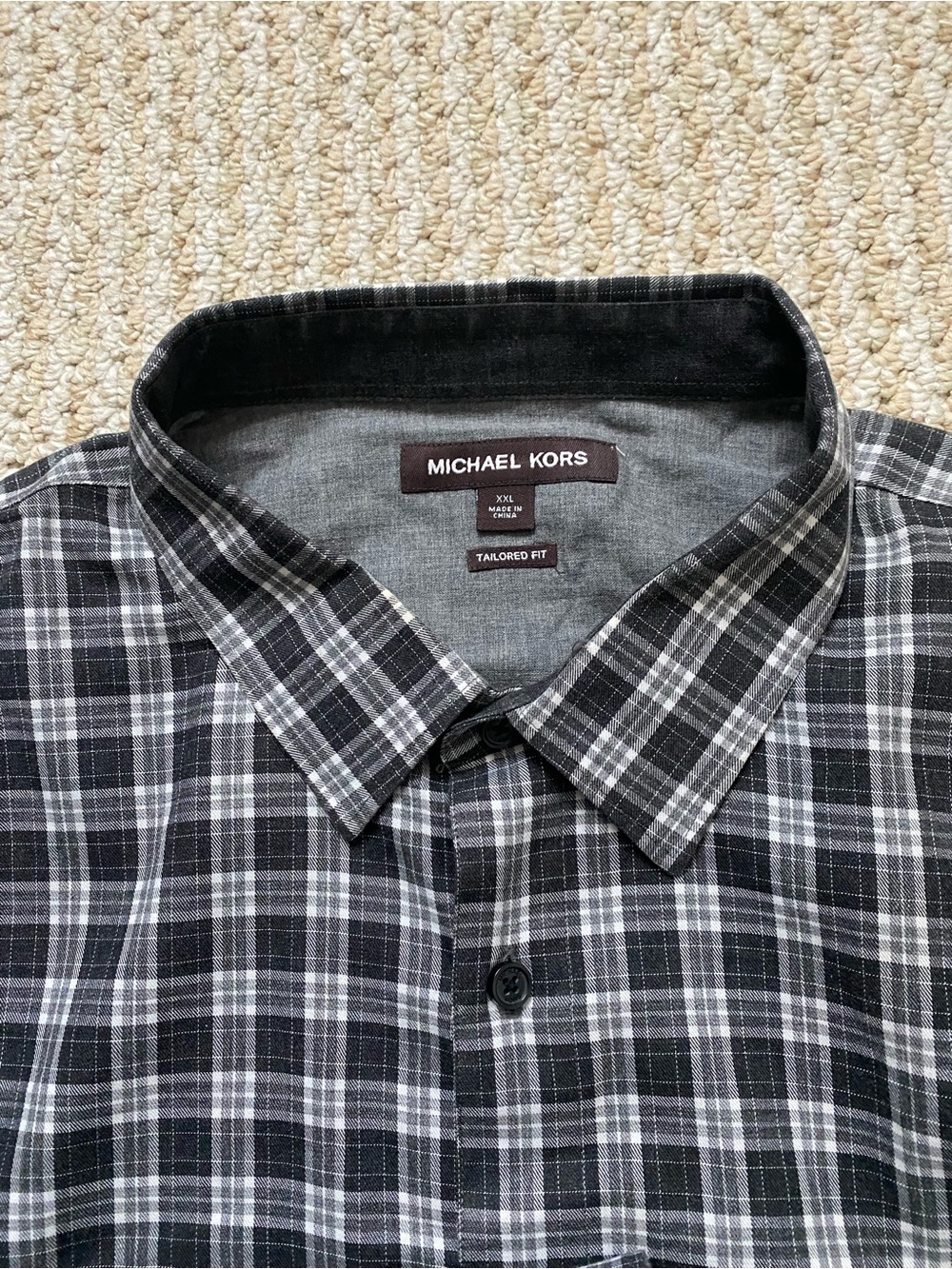 MICHAEL KORS | 100% Cotton Plaid Button Down Shirt Tailored Fit XXL - Picture 6 of 17